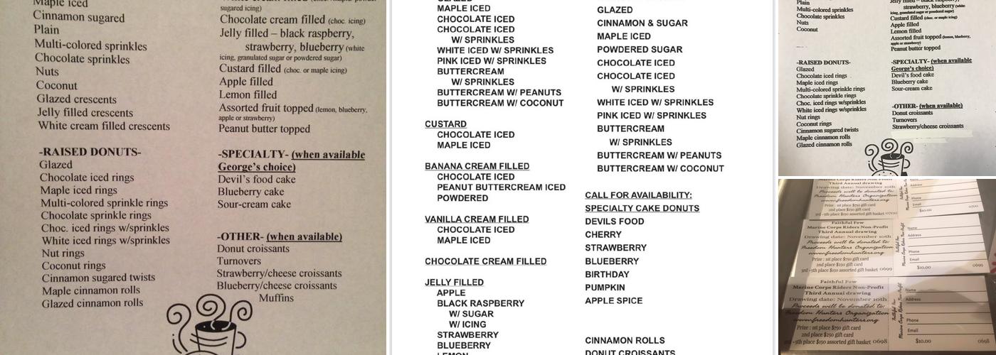 George's Donuts Menu