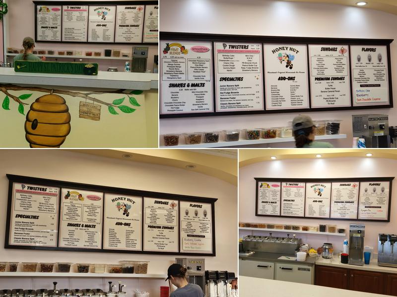Honey Hut Ice Cream Menu