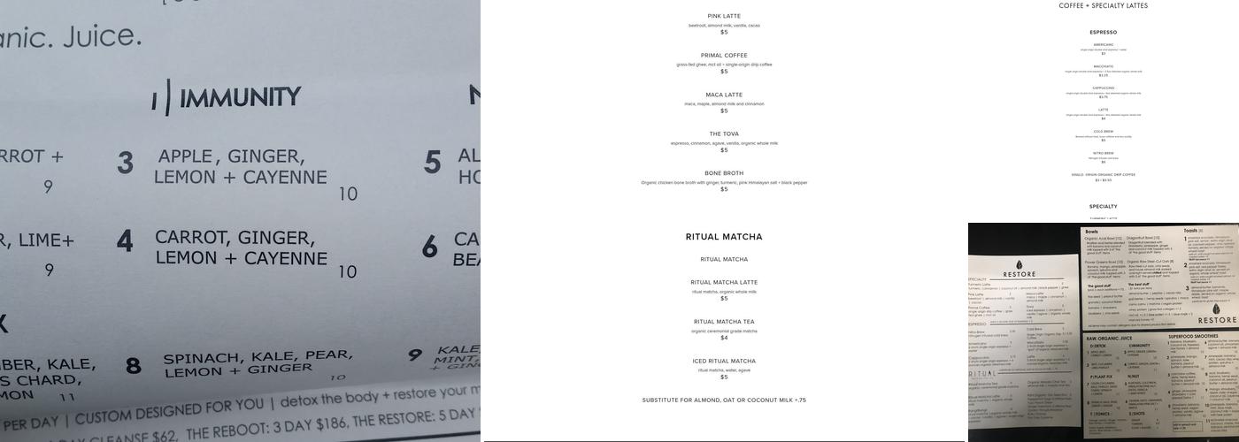 Restore Cold Pressed Menu