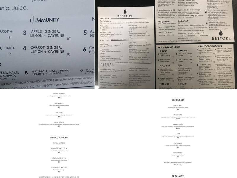 Restore Cold Pressed Menu