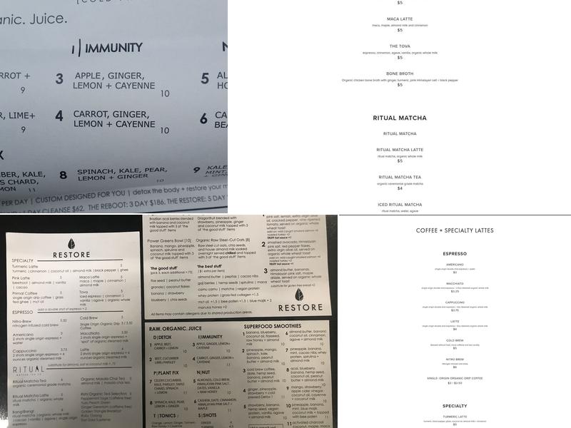 Restore Cold Pressed Menu