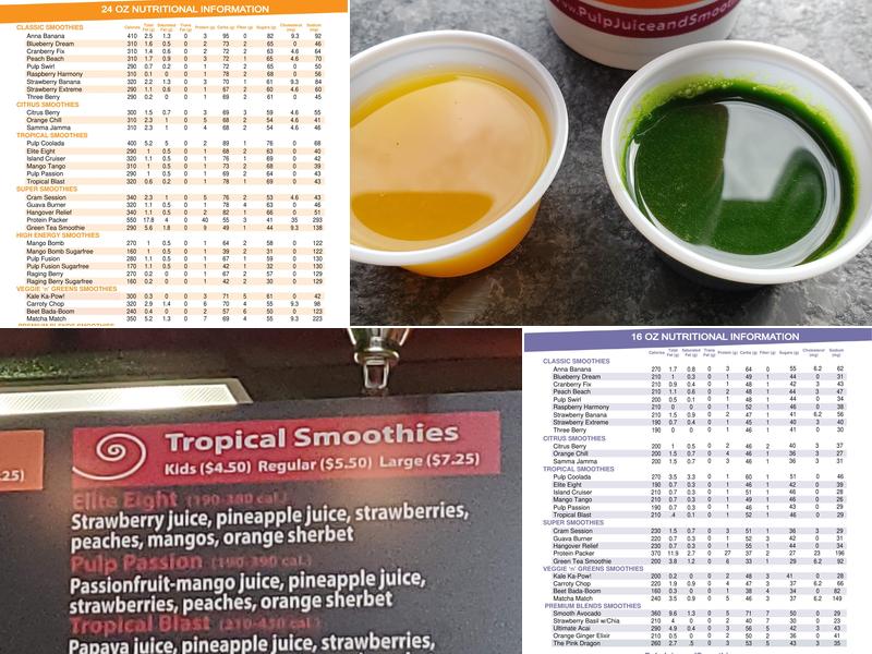 Pulp Juice and Smoothie Bar Menu