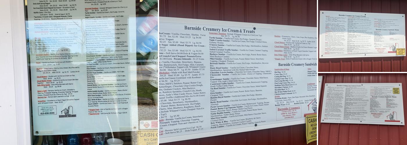 Barnside Creamery Menu