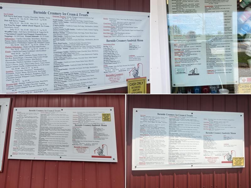 Barnside Creamery Menu