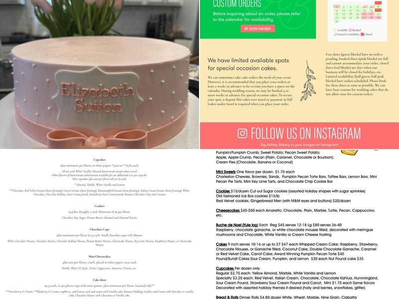Ashley Bakery Menu