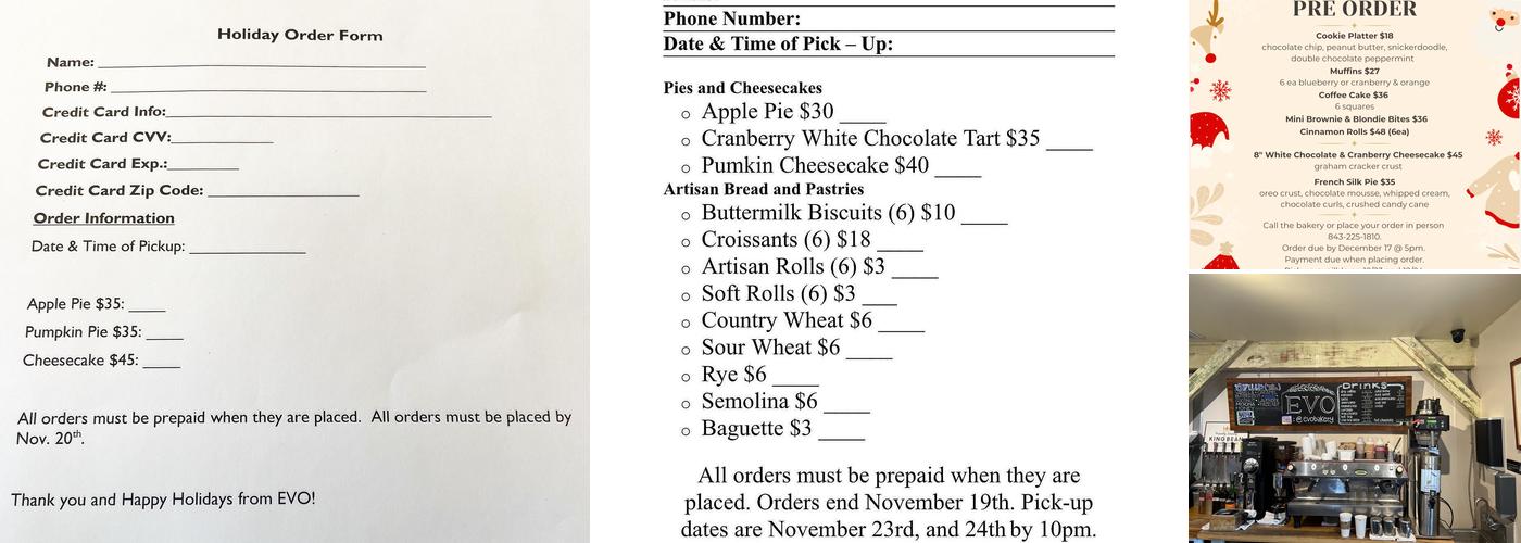 EVO Craft Bakery Menu