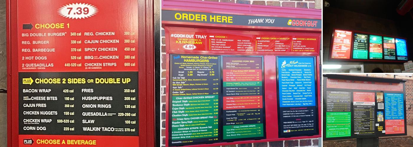 Cook Out Menu