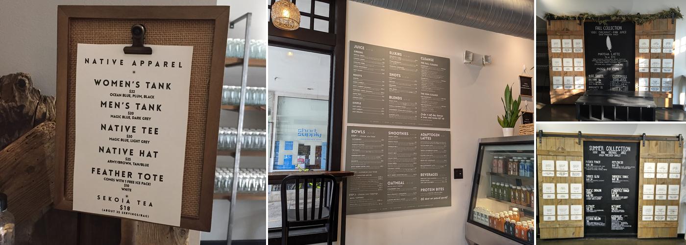 Native Cold Pressed Menu