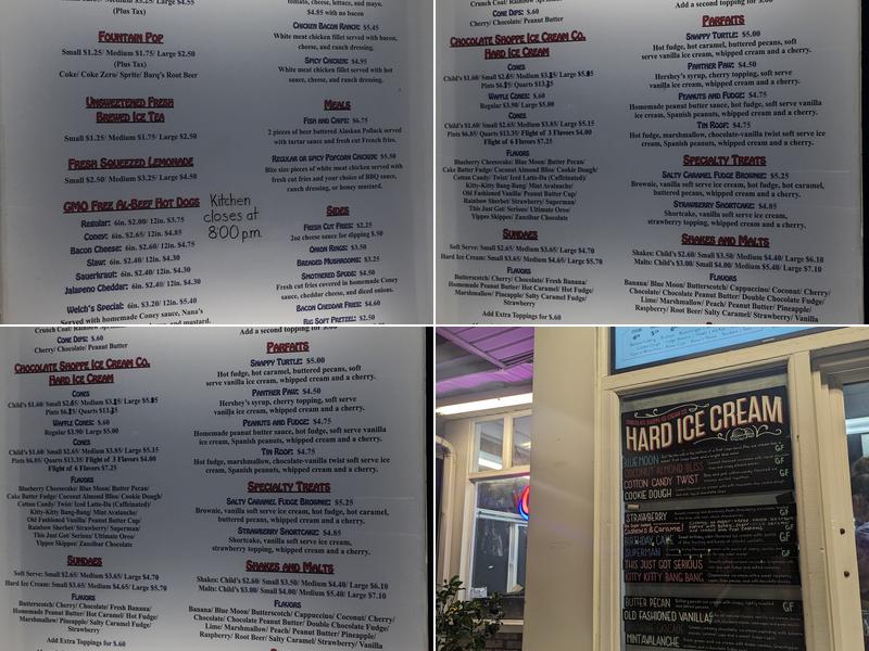 Welch's Dairy Cream Menu