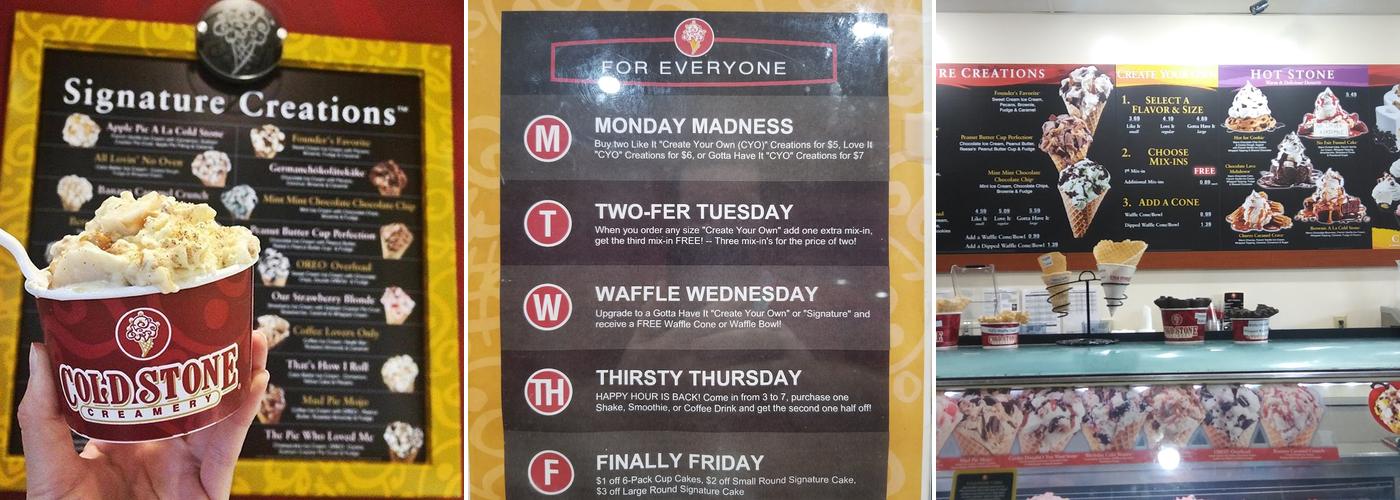 Cold Stone Creamery Menu