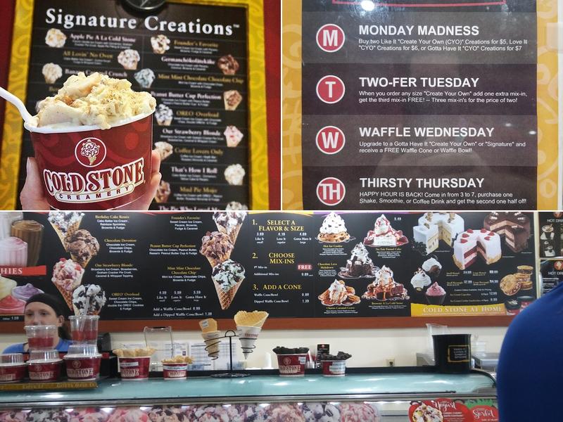 Cold Stone Creamery Menu