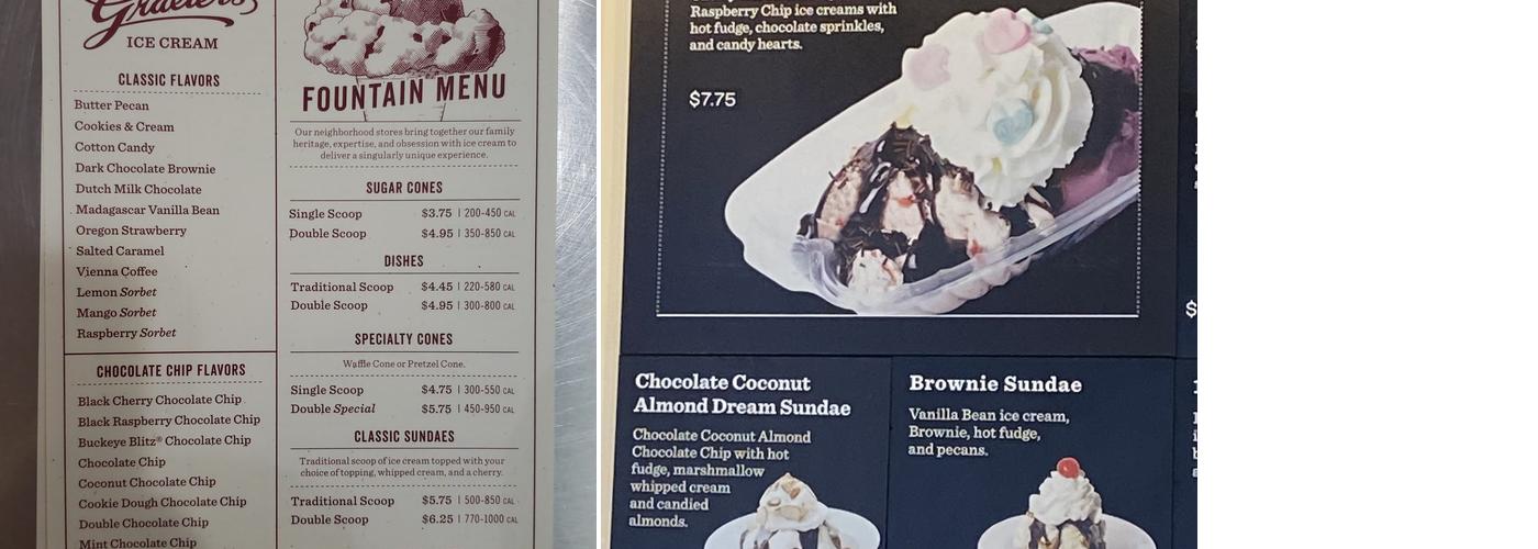 Graeter's Ice Cream Menu