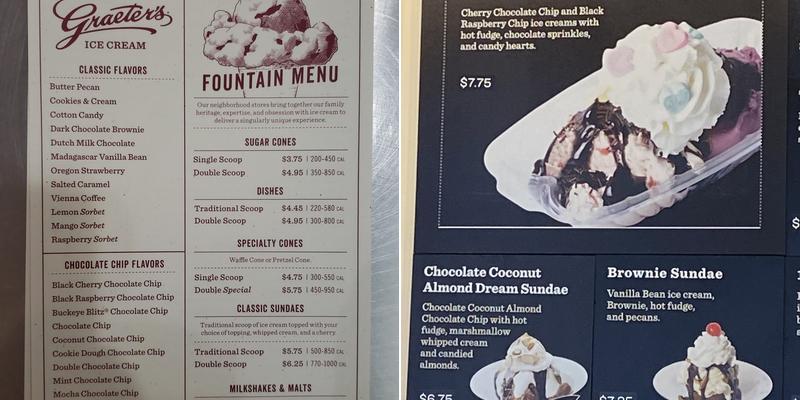Graeter's Ice Cream Menu