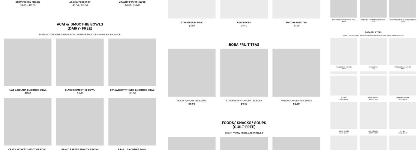 Vitality Juicery (Smoothie and Juice) Menu