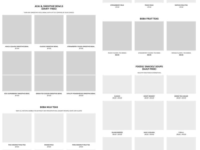 Vitality Juicery (Smoothie and Juice) Menu
