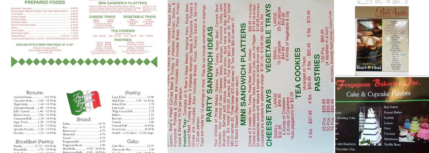 Fragapane Bakeries Menu