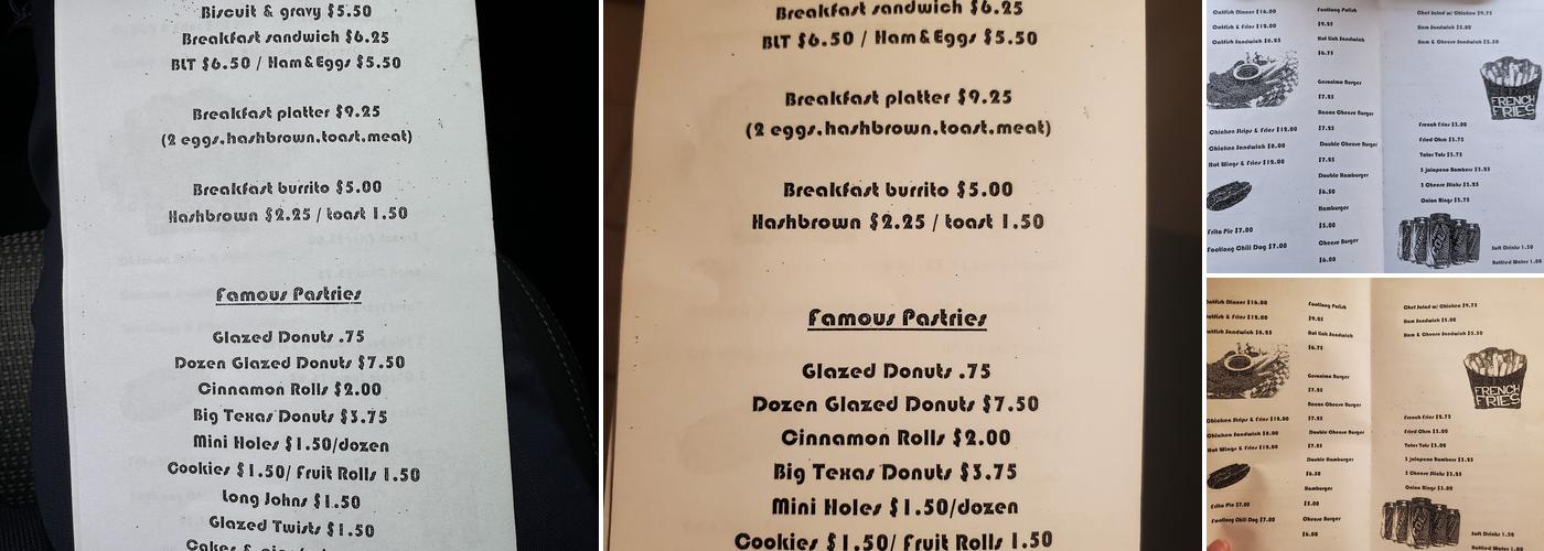 Geronimo's Bakery Menu
