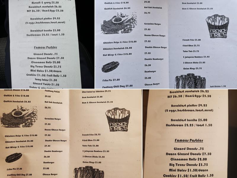 Geronimo's Bakery Menu