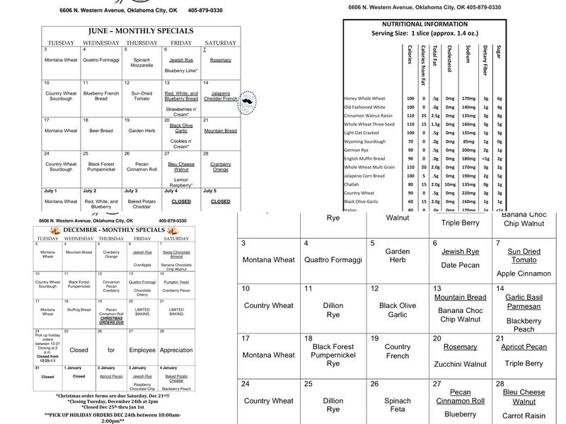 Big Sky Bread Co Inc. Menu