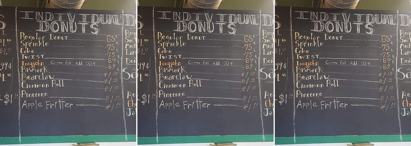Tinker Donuts Menu