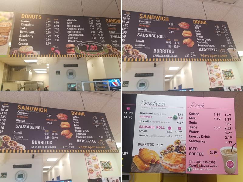 Sooner Donuts Menu
