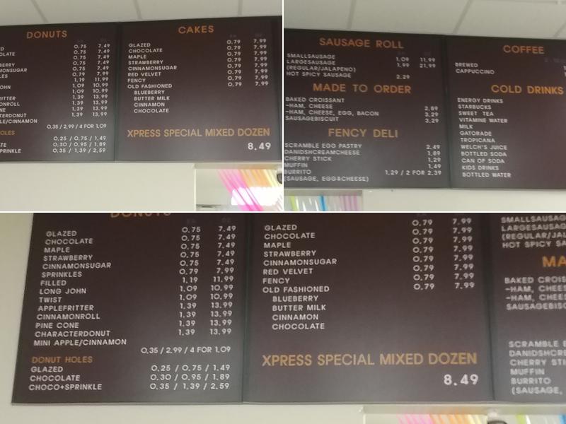 Xpress Donut Shop Menu