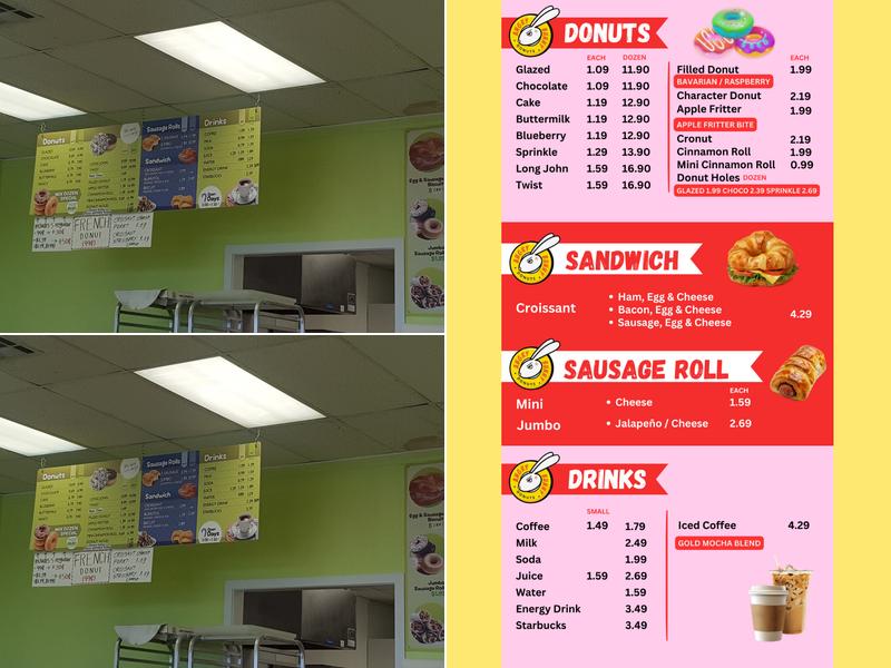 Angry Bunny Donuts Menu