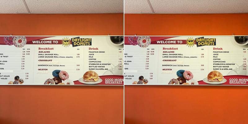 Daylight Donuts Menu