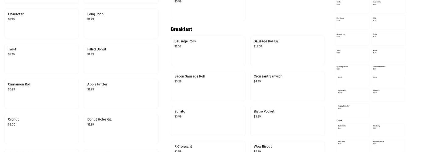 WOW Donut Menu