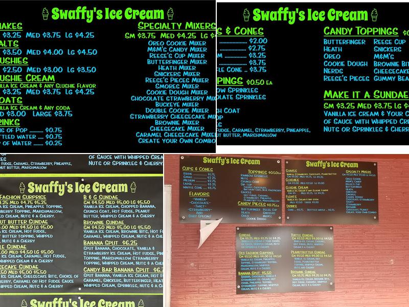 Swaffy's Ice Cream Menu
