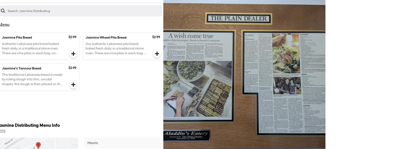 Jasmine Distributing Menu