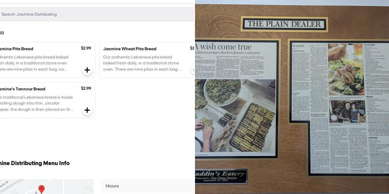 Jasmine Distributing Menu