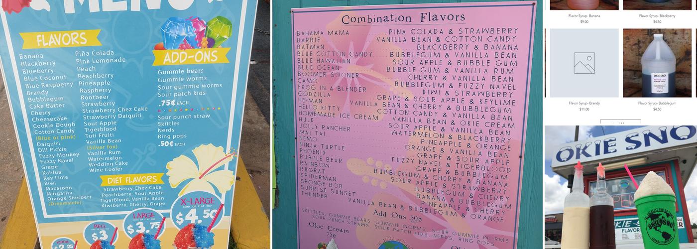 Okie Sno Menu