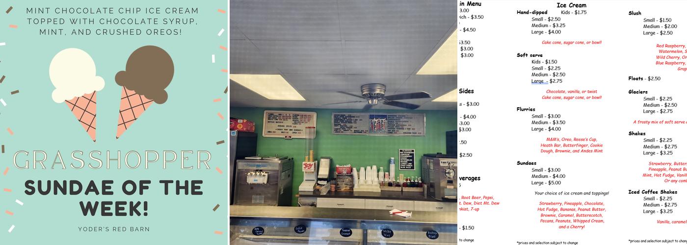 Yoder's Red Barn Ice Cream Menu