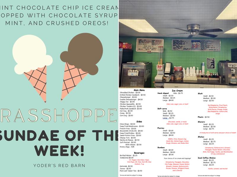 Yoder's Red Barn Ice Cream Menu