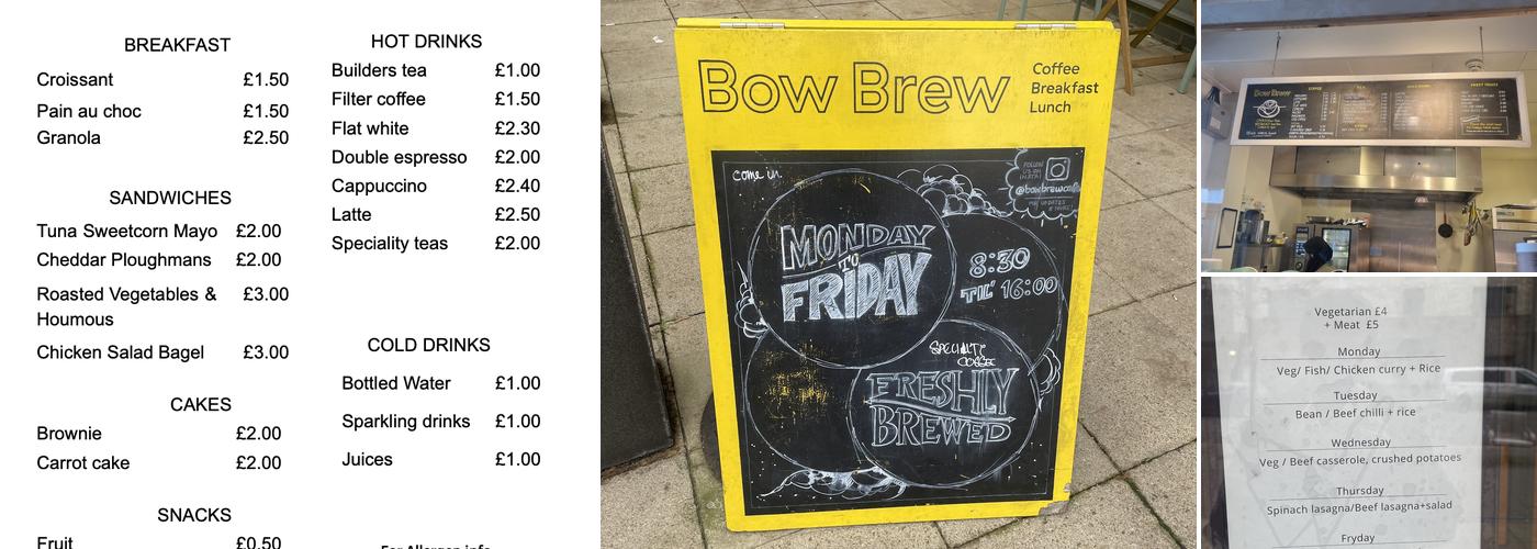 Bow Brew Cafe Menu