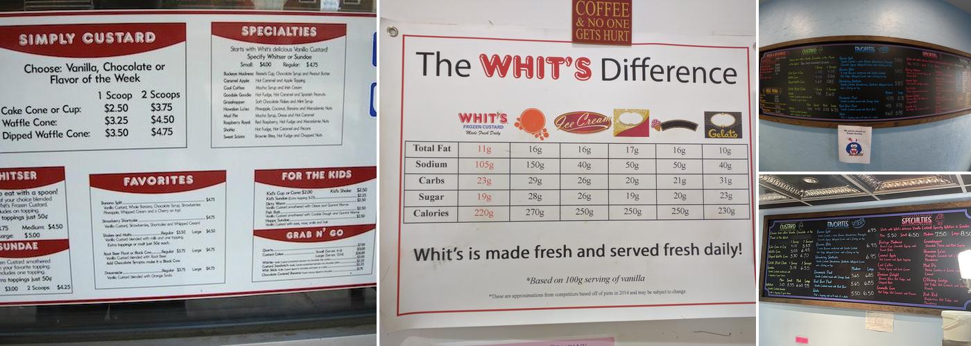 Whit's Frozen Custard Menu