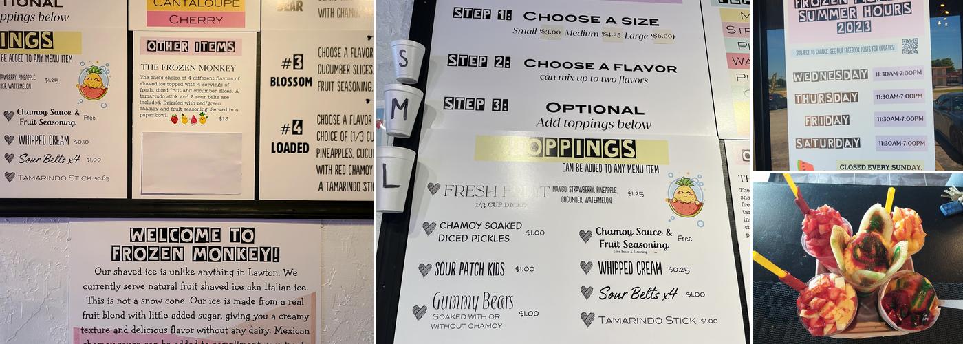 Frozen Monkey LLC Menu