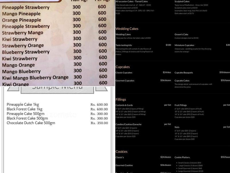 Piper's Cakes OK Menu