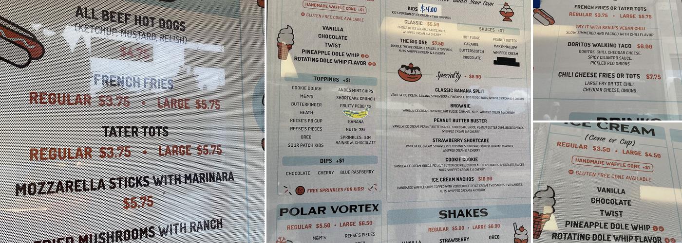 O&E's Corner Cone Menu