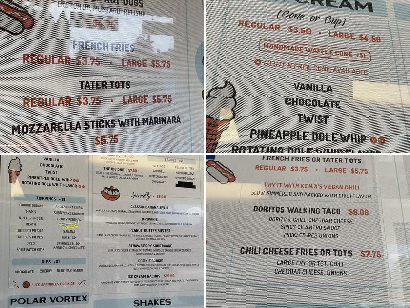 O&E's Corner Cone Menu