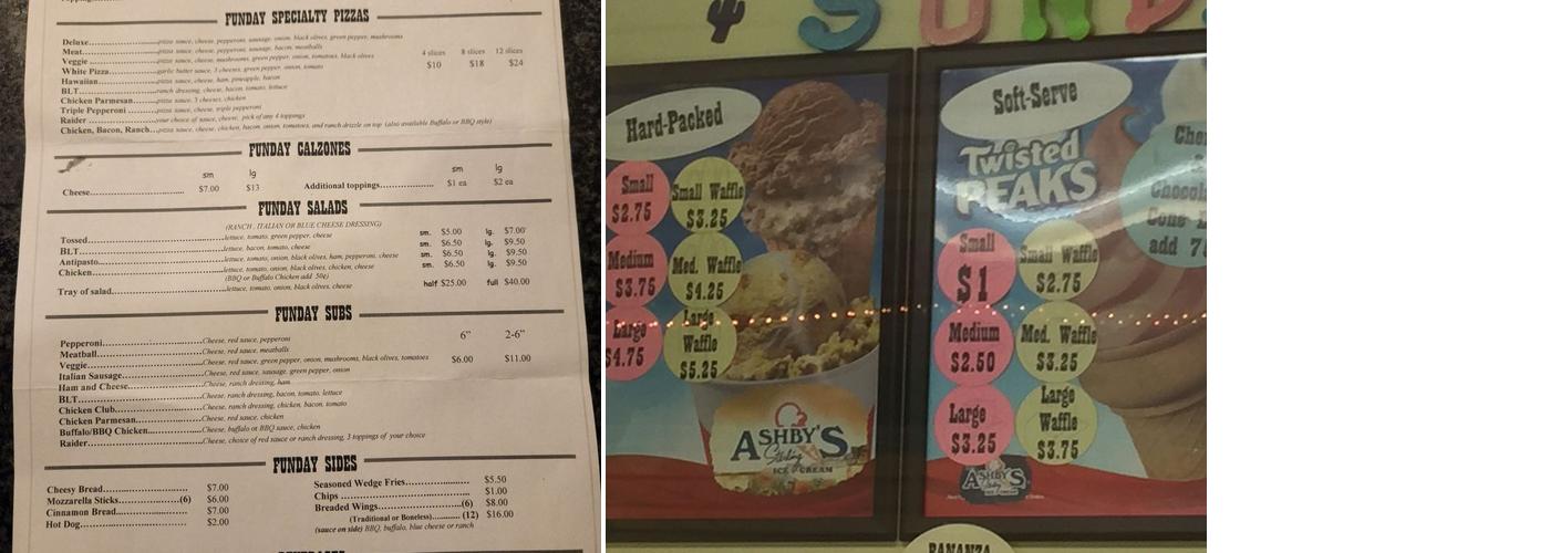 Sundaes Park Menu