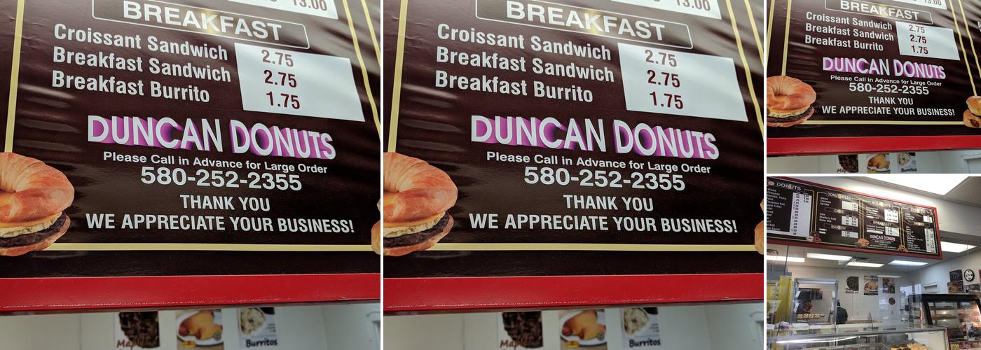 Duncan Donuts Menu
