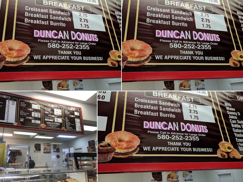 Duncan Donuts Menu