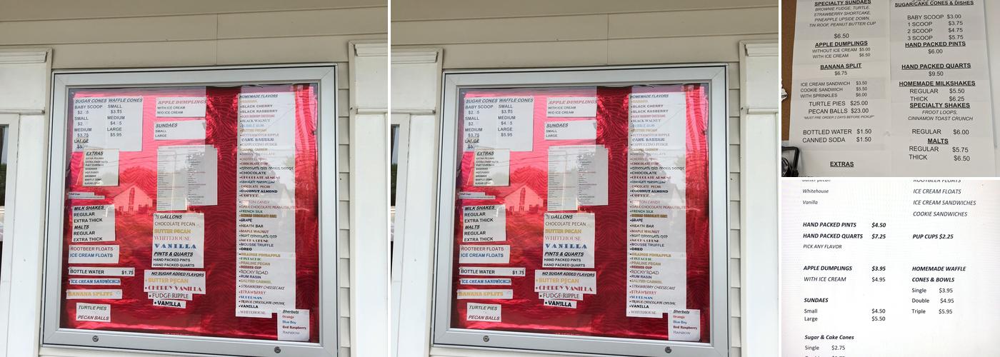 Katie's Korner Homemade Ice Cream Menu