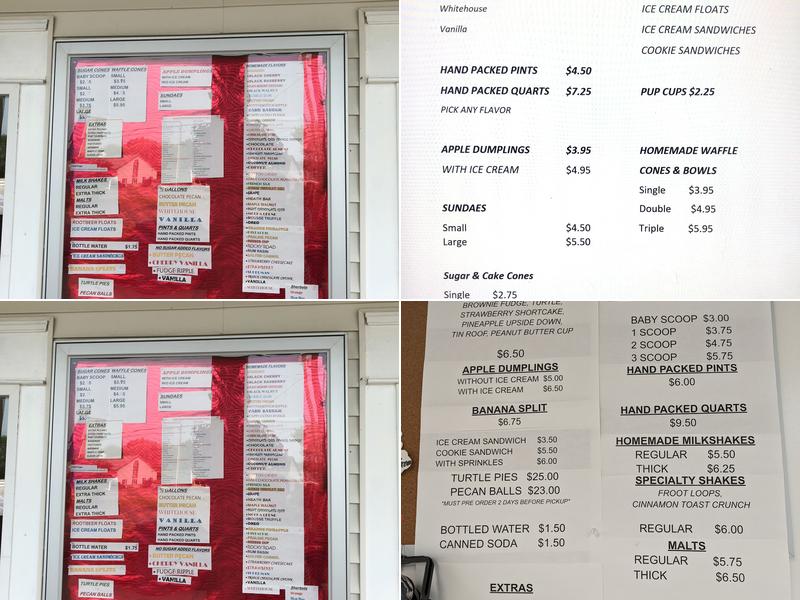 Katie's Korner Homemade Ice Cream Menu