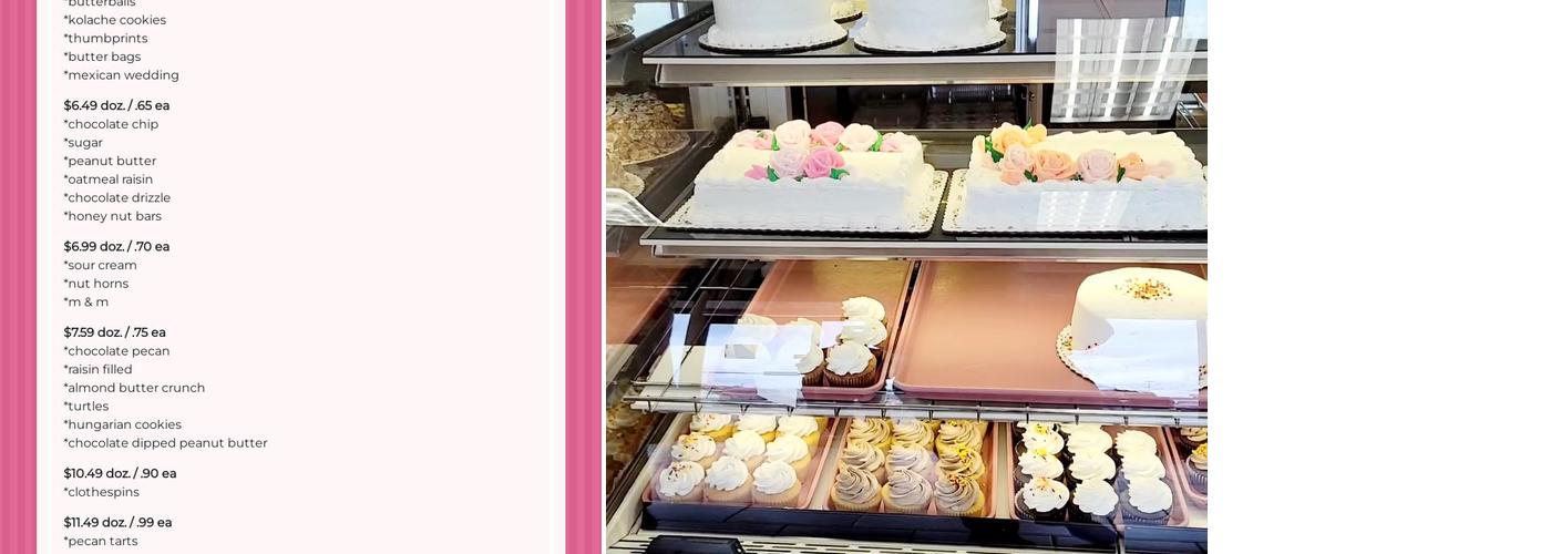 Classic Bakery Menu