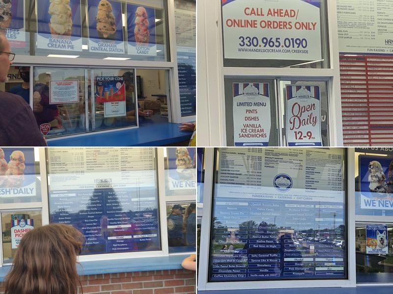 Handel's Ice Cream Canfield Menu