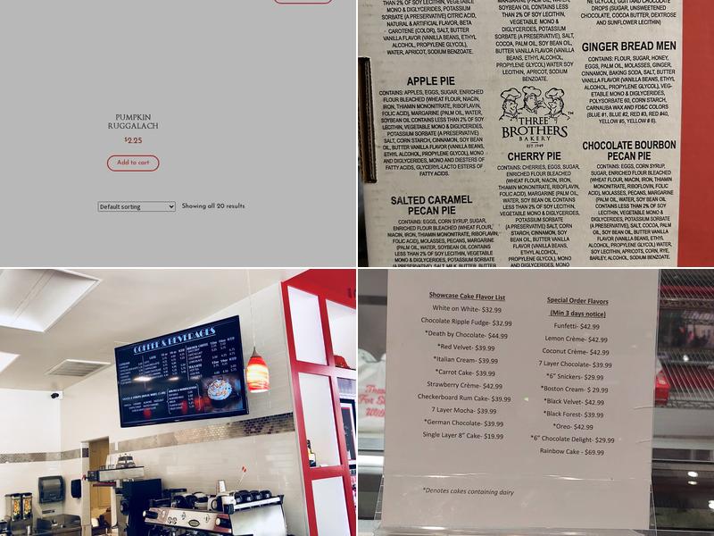Three Brothers Bakery Menu