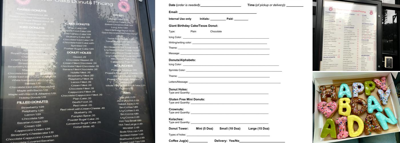 River Oaks Donuts Menu